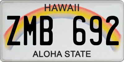 HI license plate ZMB692