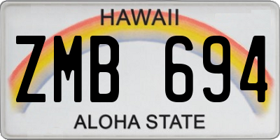 HI license plate ZMB694