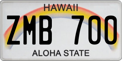 HI license plate ZMB700