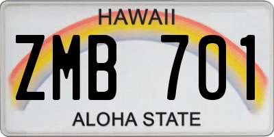 HI license plate ZMB701
