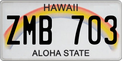 HI license plate ZMB703