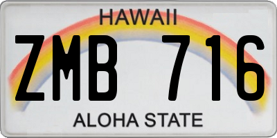HI license plate ZMB716