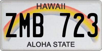 HI license plate ZMB723