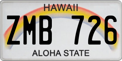 HI license plate ZMB726