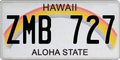 HI license plate ZMB727