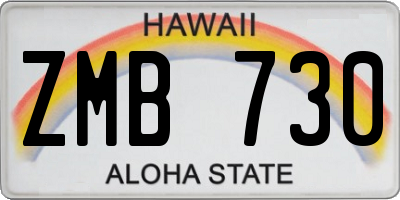 HI license plate ZMB730