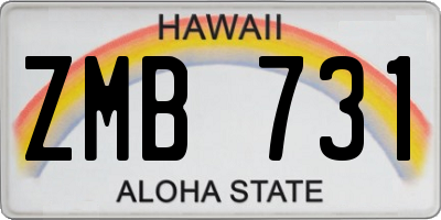 HI license plate ZMB731