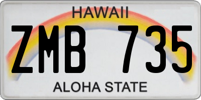 HI license plate ZMB735