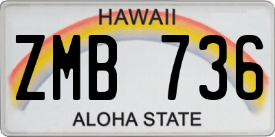 HI license plate ZMB736