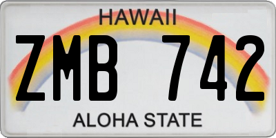 HI license plate ZMB742