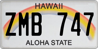 HI license plate ZMB747
