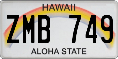 HI license plate ZMB749