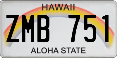 HI license plate ZMB751