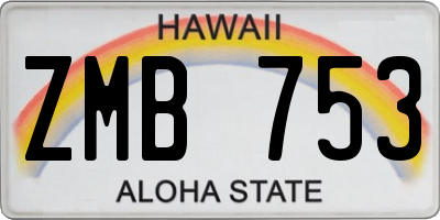 HI license plate ZMB753