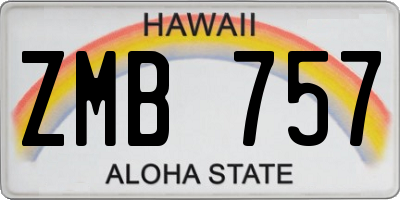 HI license plate ZMB757