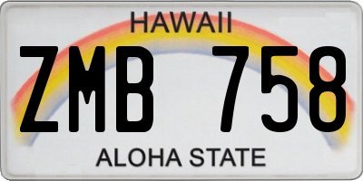 HI license plate ZMB758