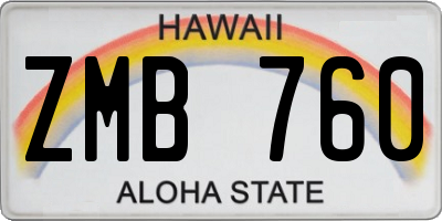 HI license plate ZMB760