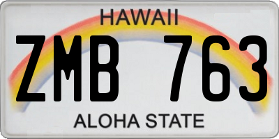 HI license plate ZMB763