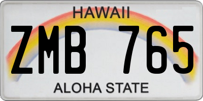 HI license plate ZMB765