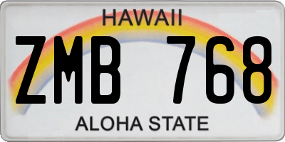 HI license plate ZMB768