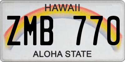 HI license plate ZMB770