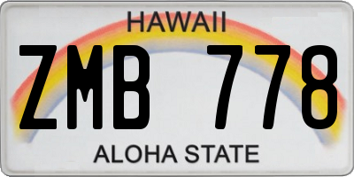 HI license plate ZMB778
