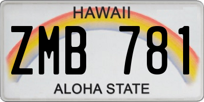 HI license plate ZMB781
