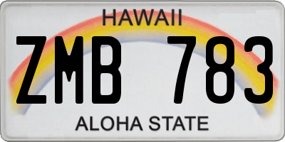 HI license plate ZMB783