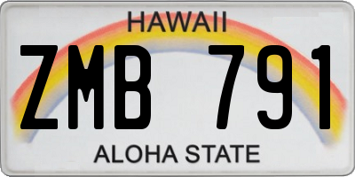 HI license plate ZMB791