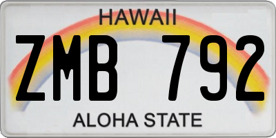 HI license plate ZMB792