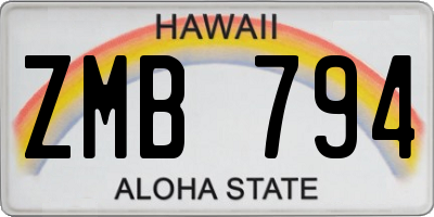 HI license plate ZMB794