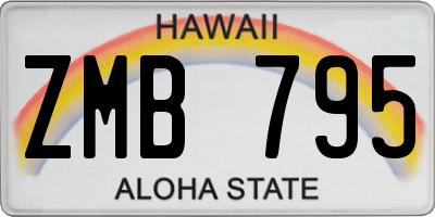 HI license plate ZMB795