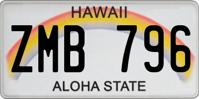 HI license plate ZMB796
