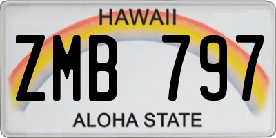 HI license plate ZMB797