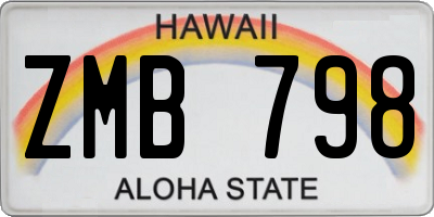 HI license plate ZMB798