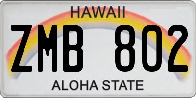 HI license plate ZMB802