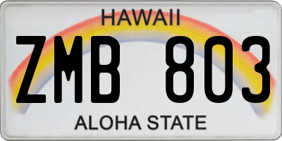 HI license plate ZMB803