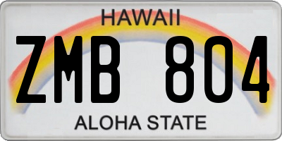 HI license plate ZMB804