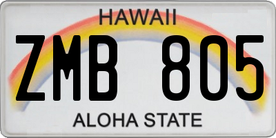 HI license plate ZMB805