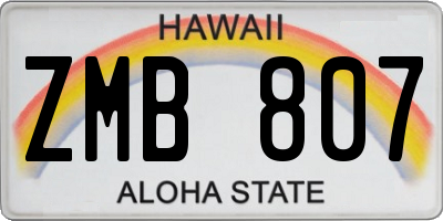HI license plate ZMB807