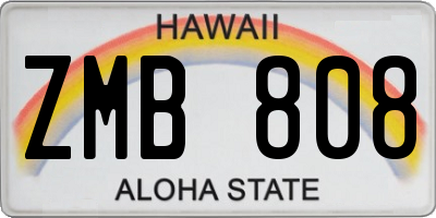 HI license plate ZMB808