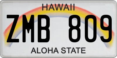 HI license plate ZMB809