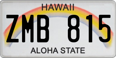 HI license plate ZMB815