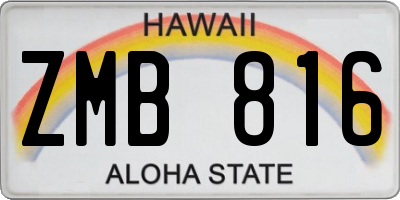 HI license plate ZMB816