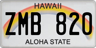 HI license plate ZMB820