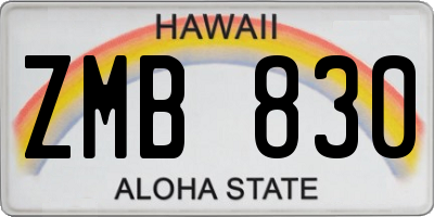 HI license plate ZMB830