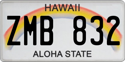 HI license plate ZMB832