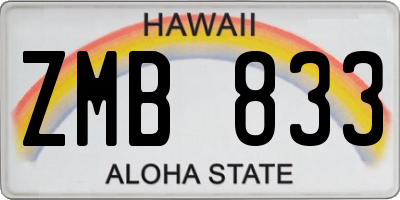 HI license plate ZMB833