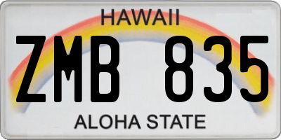 HI license plate ZMB835