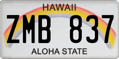 HI license plate ZMB837